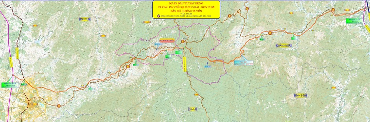 Bản đồ hướng tuyến cao tốc Quảng Ngãi - Kon Tum