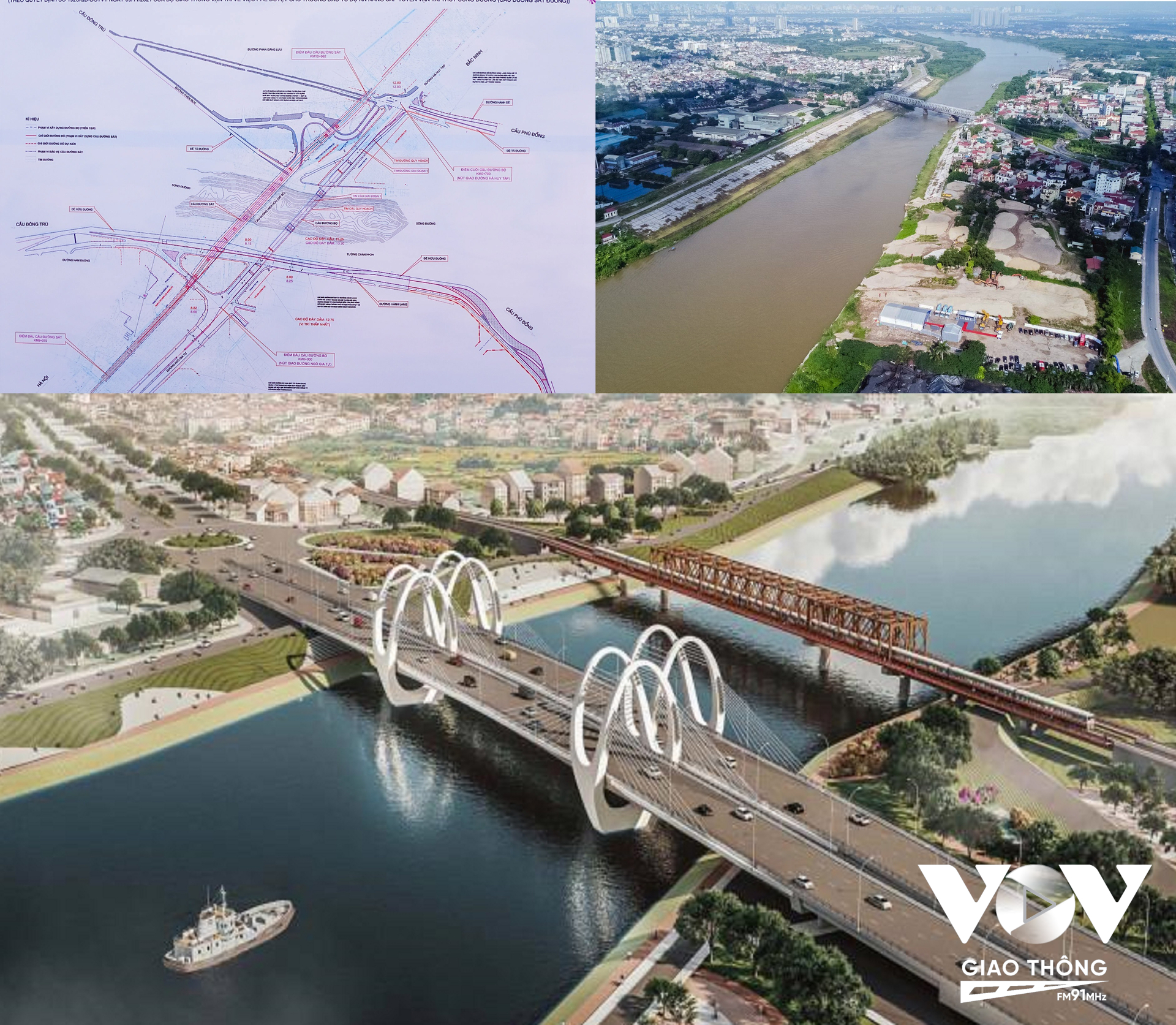 Vị trí, hướng tuyến và phối cảnh dự án Nâng cấp tuyến vận tải thủy sông Đuống (cầu đường sắt Đuống)