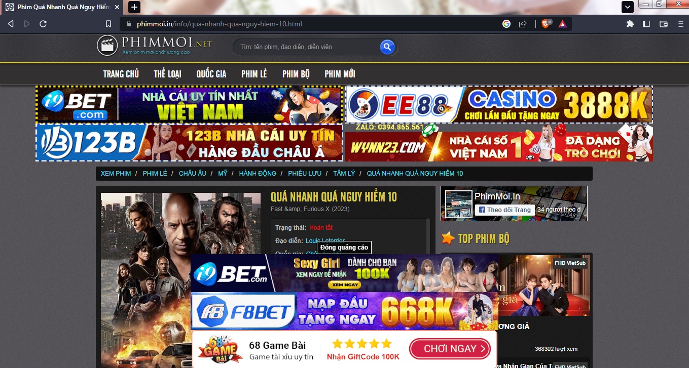 Các trang web xem phim, bóng đá lậu là ''thiên đường'' phát tán các loại quảng cáo cá độ bóng đá, đánh bạc trực tuyến (Ảnh: PV)