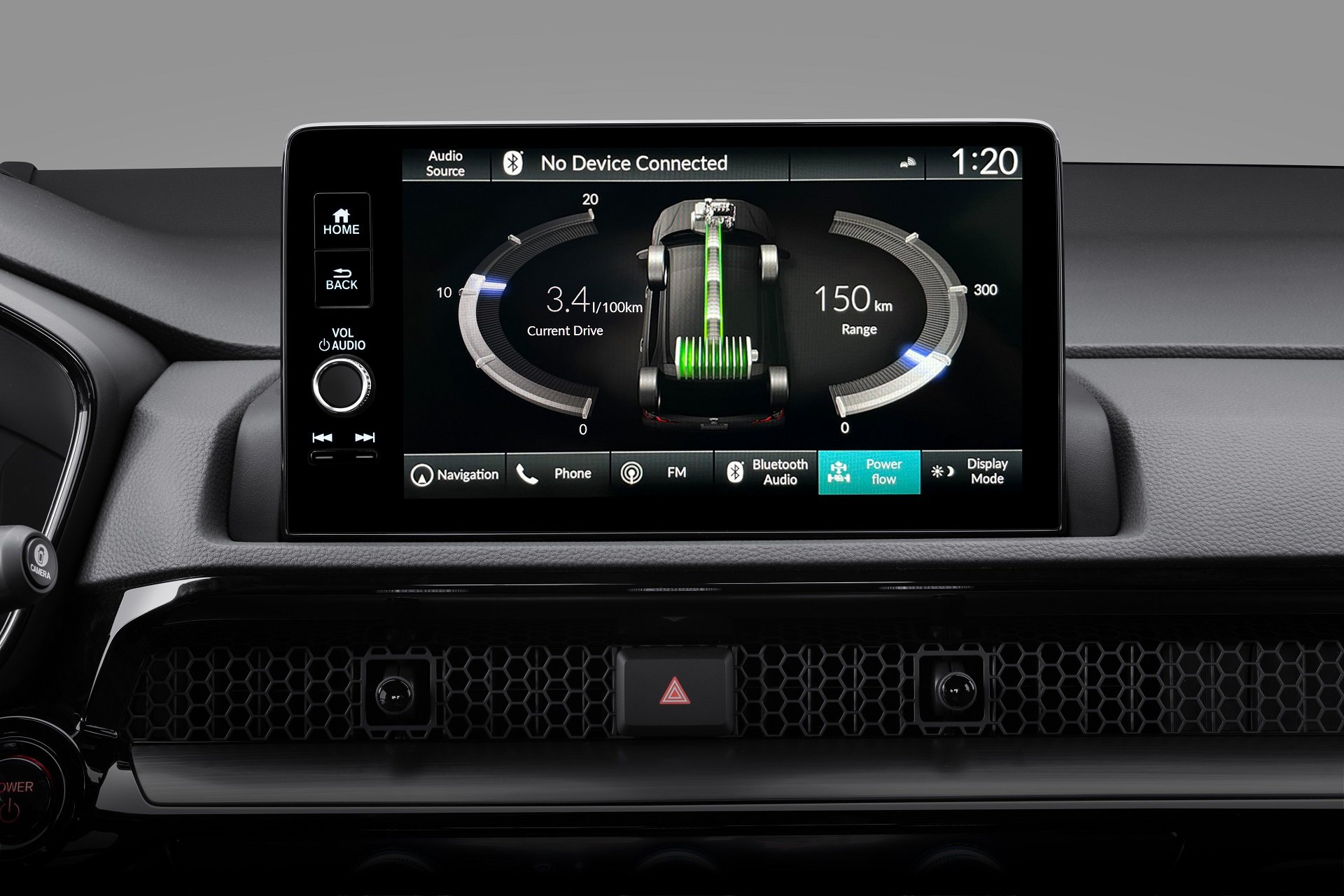 Honda CR-V sử dụng màn hình giải trí 9 inch (phiên bản L, L AWD, e:HEV RS) với độ phân giải cao cùng hệ thống giải trí cho phép kết nối với điện thoại thông minh, Bluetooth, USB, kết nối không dây với Apple Carplay.
