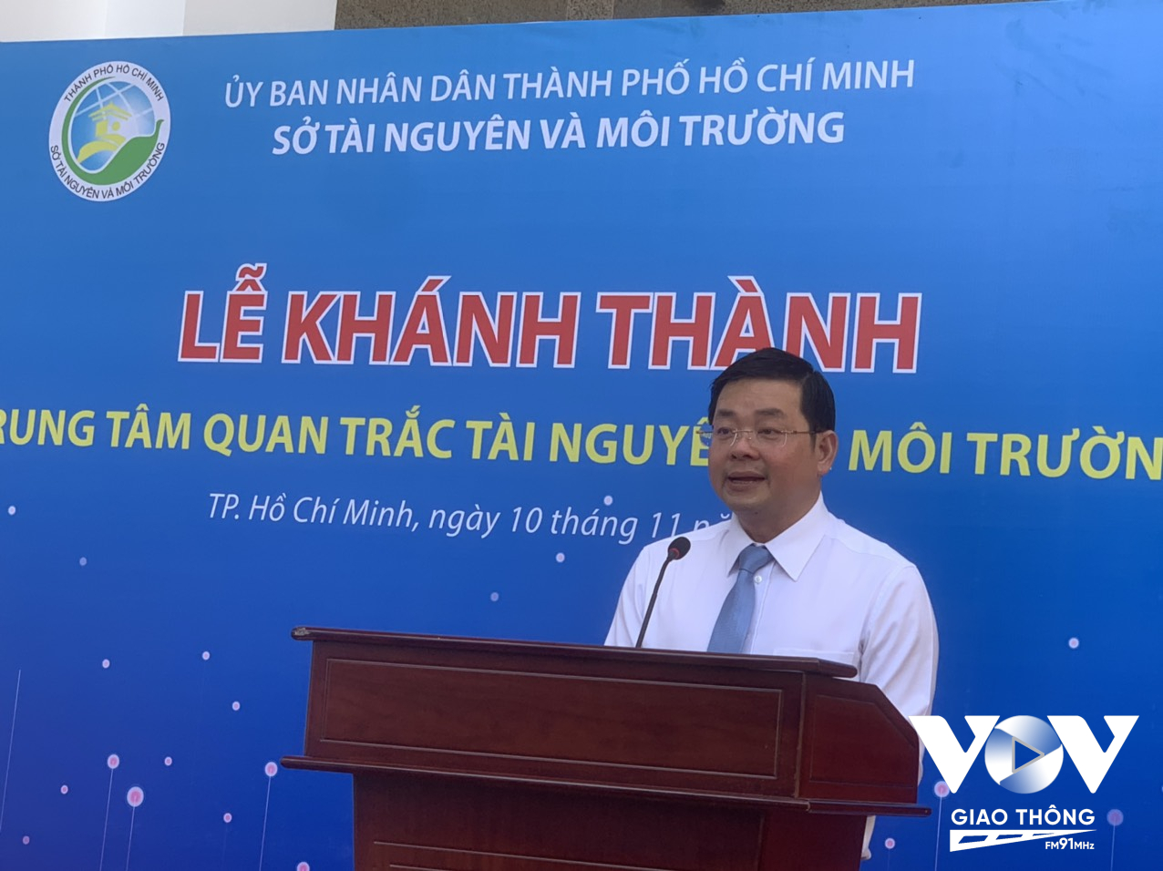 Ông Nguyễn Toàn Thắng - Giám đốc Sở Tài nguyên và Môi trường TP phát biểu tại buổi lễ