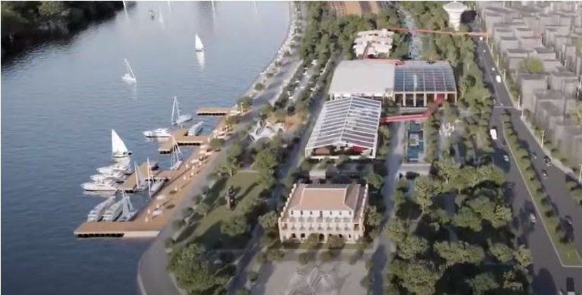 Phối cảnh dự kiến của 1 khu cảng ven sông Sài Gòn trong tương lai với nhiều mảng xanh hơn (Ảnh: Sở Quy hoạch kiến trúc TPHCM)
