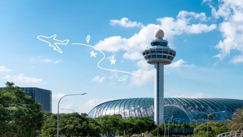 Sân bay Changi ở Singapore cho phép hành khách tính toán lượng khí thải carbon dựa trên điểm khởi hành, điểm đến và hạng di chuyển. Ảnh: CNA