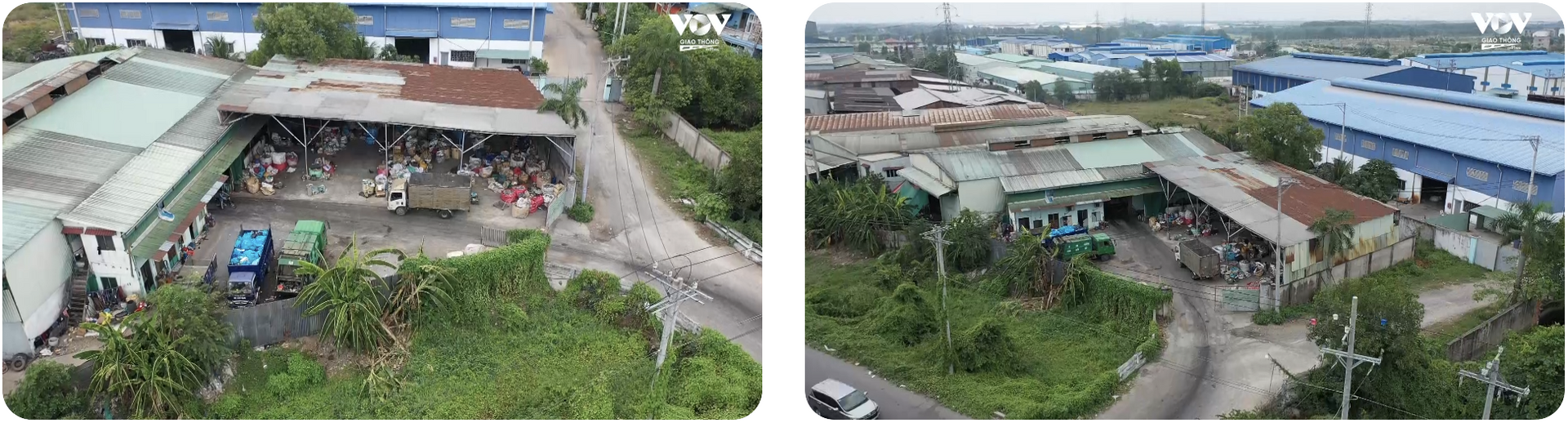 Căn nhà bên trong chứa rác thuộc khu công nghiệp Hải Sơn từng bị VOV giao thông phản ánh giờ là trạm trung chuyển rác Đức Hòa.
