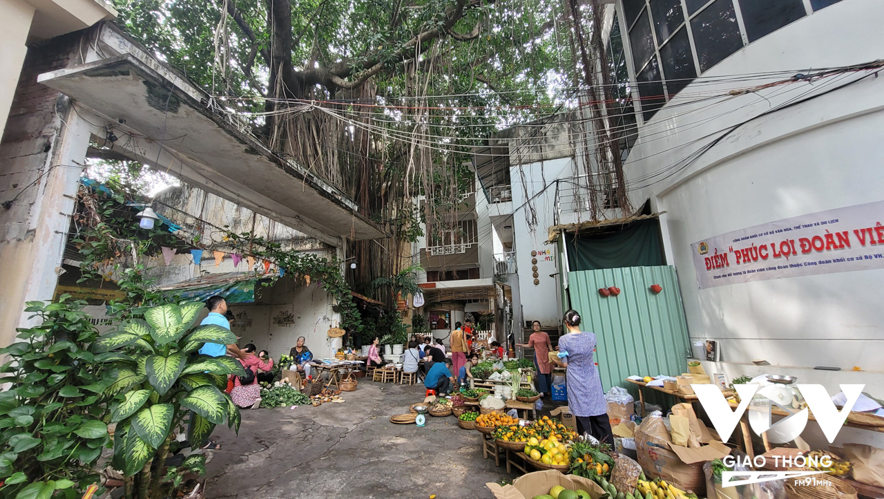 Dưới cây đa cổ thụ, “chợ quê giữa phố” đúng nghĩa là một khu chợ ở các vùng quê.