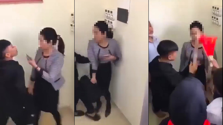 Cô giáo bị học sinh ép vào góc tường, chửi bới