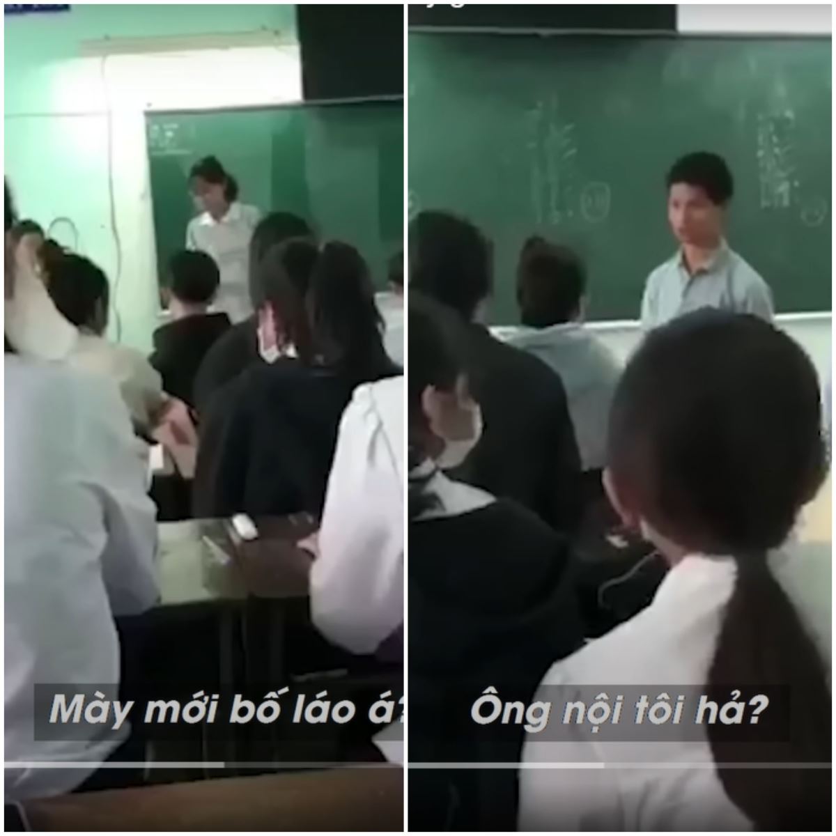 Nữ sinh lớp 12 tại Khánh Hòa “cãi tay đôi” với thầy giáo. (Ảnh chụp từ clip)