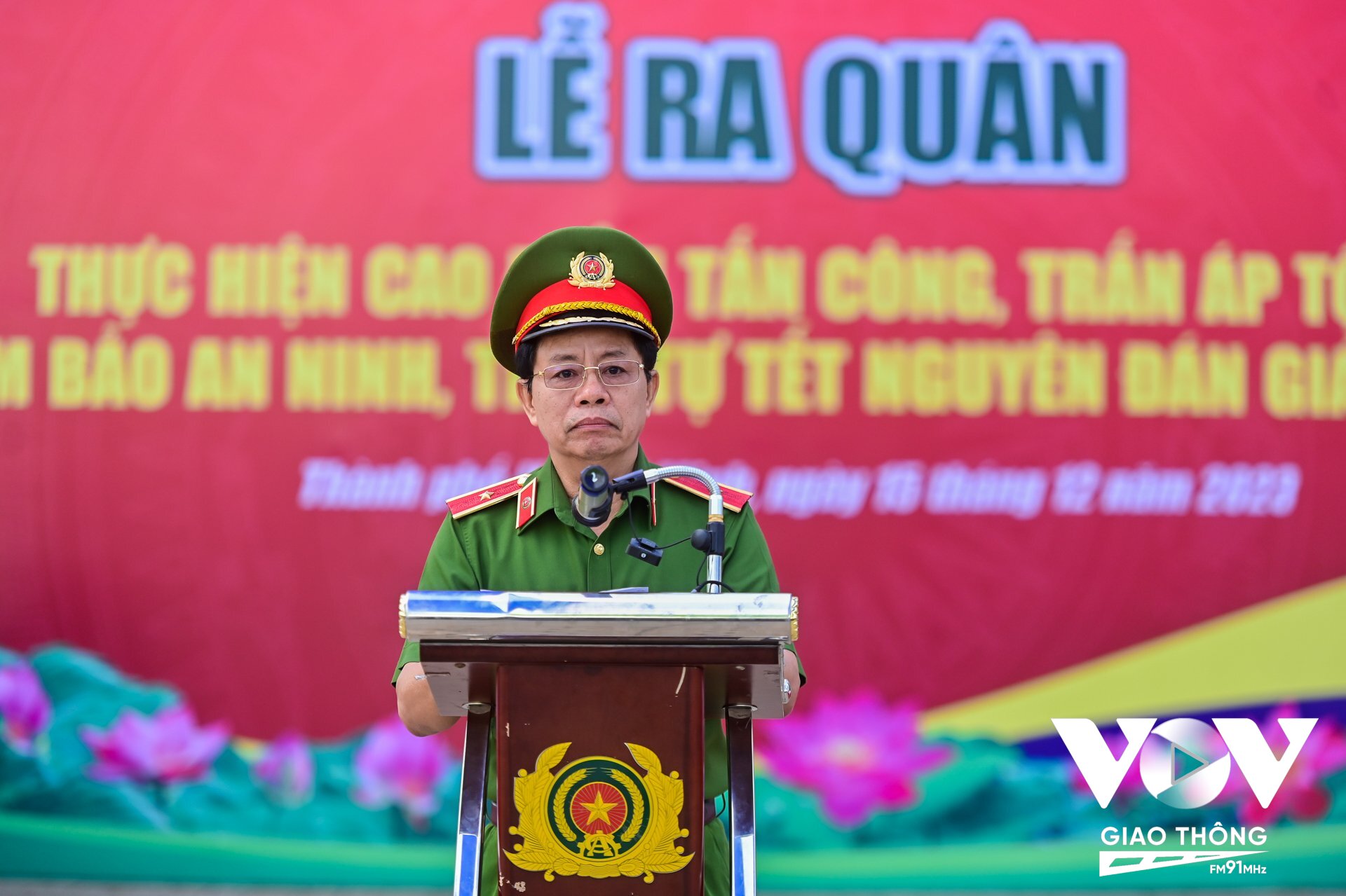 Thiếu tướng Trần Đức Tài - Phó Giám đốc Công an TP.HCM phát biểu tại Lễ ra quân