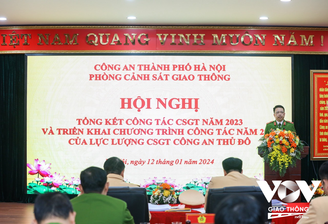 Thiếu tướng Nguyễn Hồng Ky, Phó Giám đốc CATP Hà Nội phát biểu chỉ đạo tại hội nghị