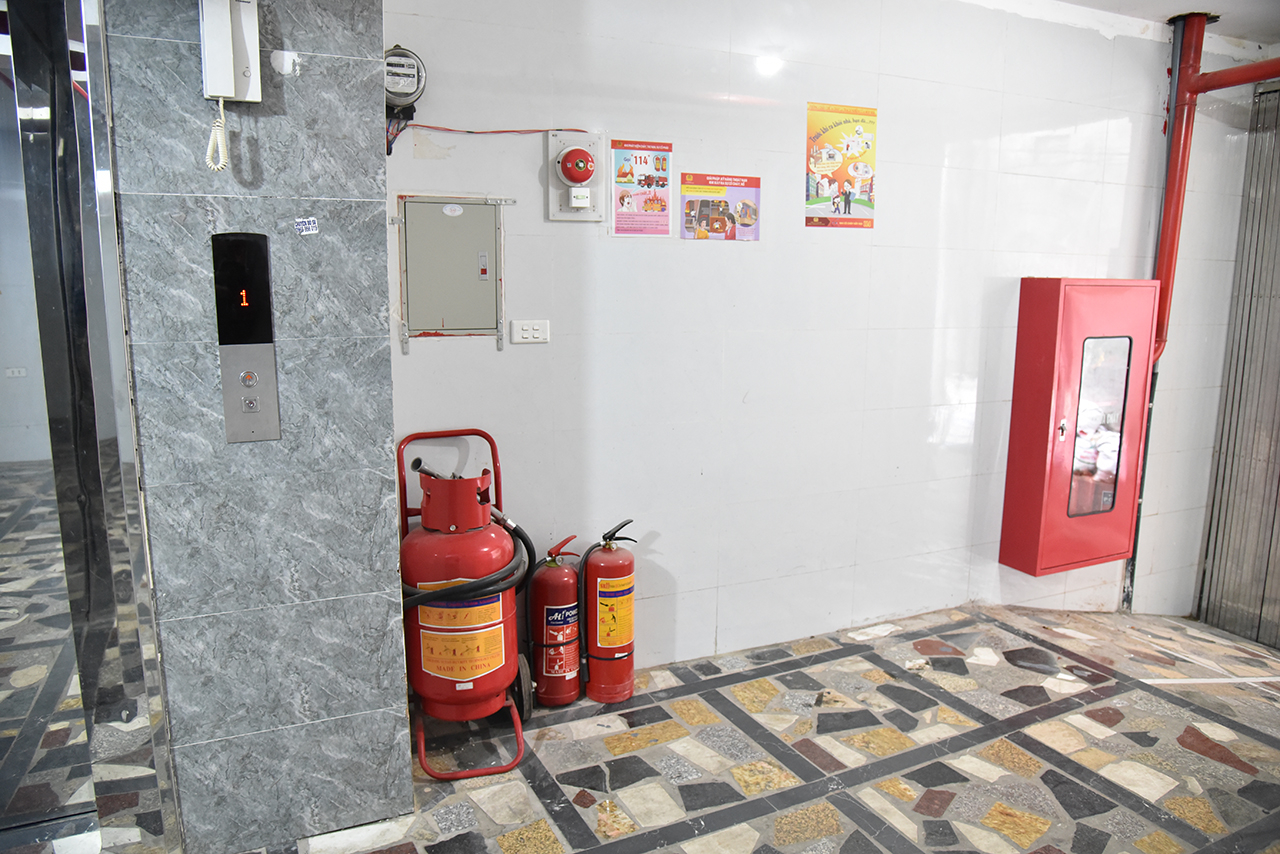 Hệ thống báo cháy và chữa cháy được trang bị tại một nhà trọ trên địa bàn phường Mộ Lao (quận Hà Đông)