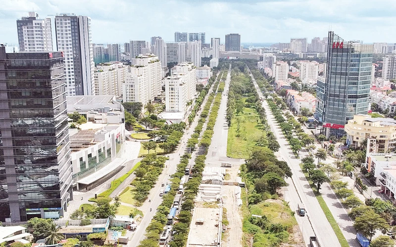 Đại lộ Nguyễn Văn Linh, Thành phố Hồ Chí Minh nhìn từ trên cao. Ảnh: Nhân dân