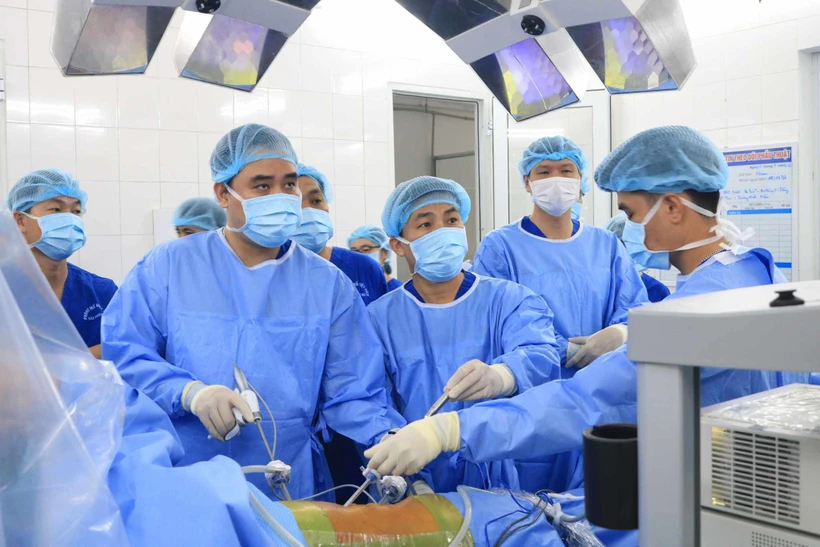 Các bác sỹ Bệnh viện Hữu nghị Việt Tiệp (Hải Phòng) thực hiện một ca ghép tạng. (Ảnh: Vietnam+)