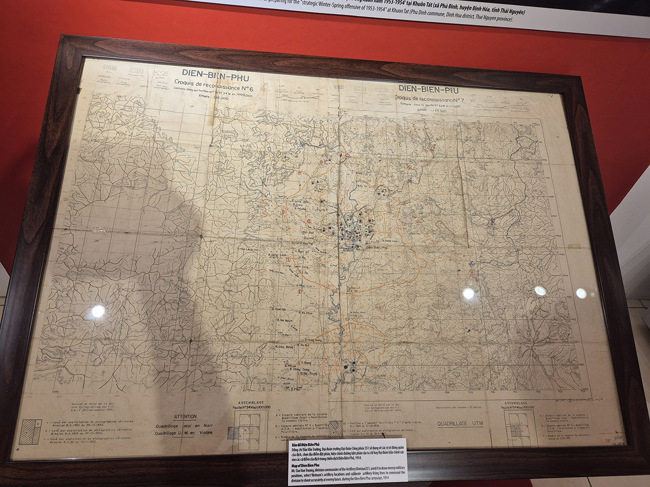 Bản đồ vẽ các vị trí đóng quân của địch trong trận địa Điện Biên Phủ