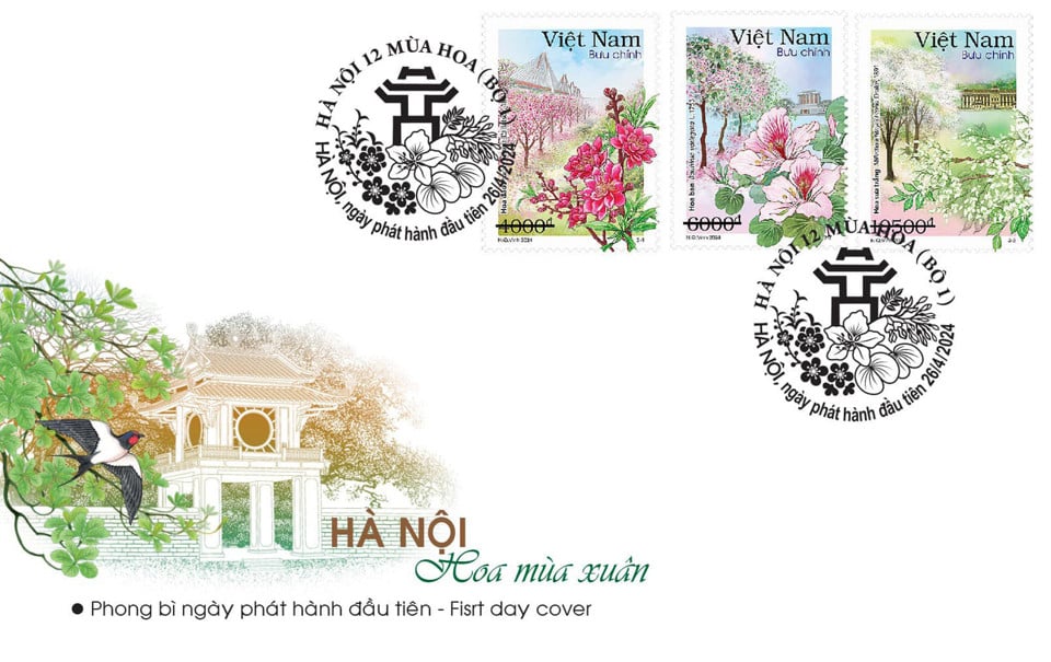 Phong bì ngày phát hành đầu tiên bộ tem bưu chính 'Hà Nội 12 mùa hoa (bộ 1)'