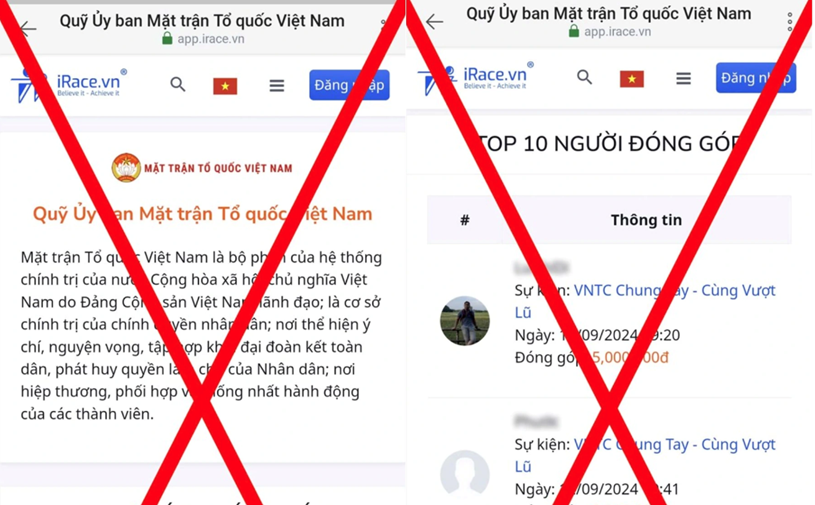 Nhiều website, trang thông tin lấy danh nghĩa là Mặt trận Tổ quốc Việt Nam để huy động, kêu gọi sự hỗ trợ, ủng hộ đồng bào bị ảnh hưởng cơn bão số 3 (bão Yagi).