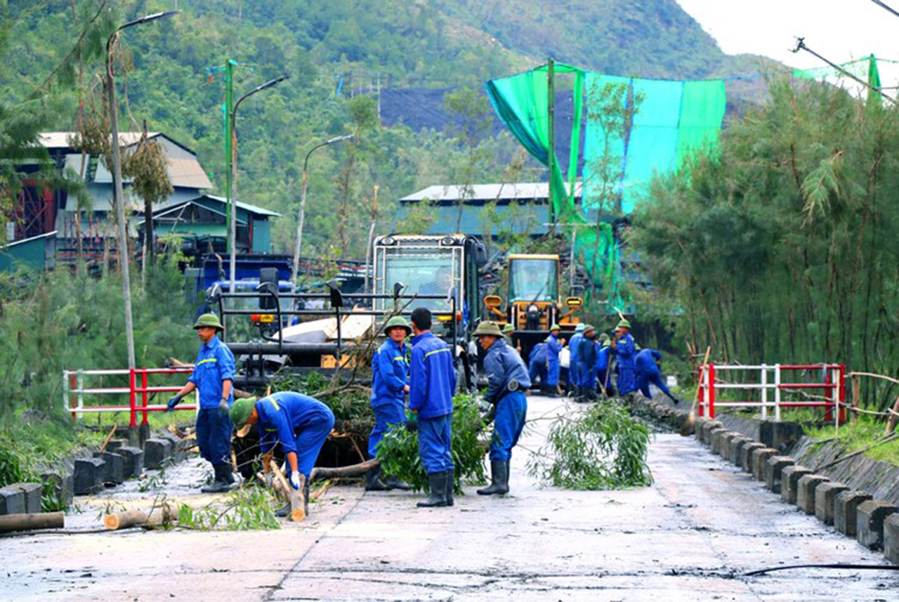 Các doanh nghiệp ngành than tại Quảng Ninh đang khắc phục thiệt hại của bão để khôi phục hoạt động sản xuất, kinh doanh. Ảnh: Baodauthau.vn