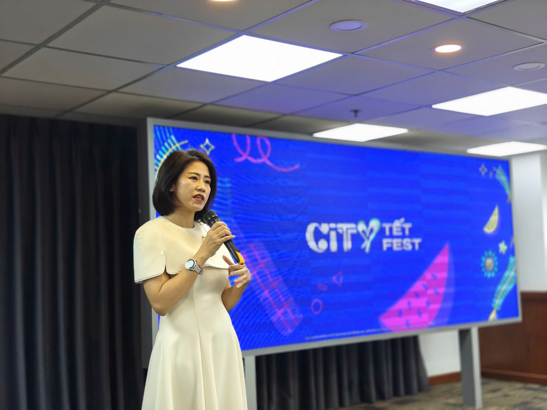 Bà Nguyễn Thanh Giang, CEO Vietnam Brand Purpose giới thiệu về Lễ hội City Tết Fest Thủ Đức 2025