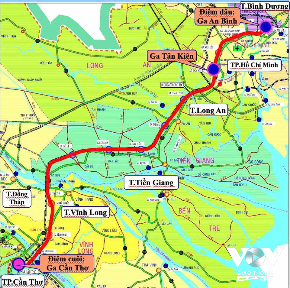 Sơ đồ tuyến đường sắt TP.HCM – Cần Thơ được phát họa mà trong năm 2025 này phải hoàn tất hồ sơ pháp lý
