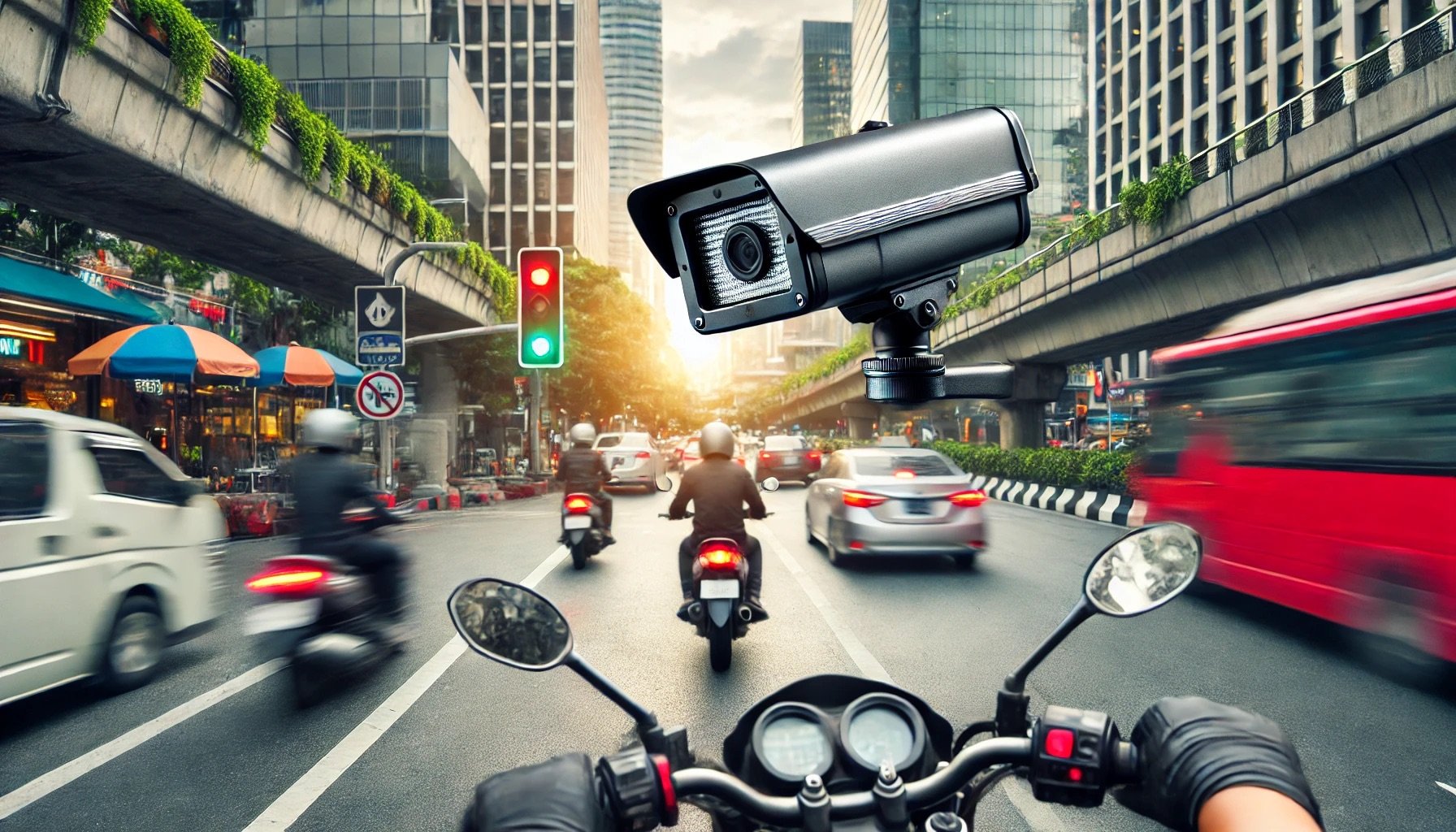 Hệ thống giám sát ghi nhận phương tiện vượt đèn đỏ, góp phần nâng cao ý thức chấp hành luật giao thông (Ảnh minh họa: ChatGPT)