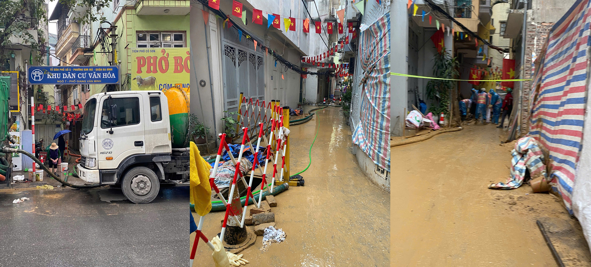 Chủ đầu tư đã chỉ đạo tư vấn và nhà thầu khẩn trương huy động 6 xe hút bùn, 2 xe rửa đường cùng 100 công nhân để khắc phục theo quy trình của dự án