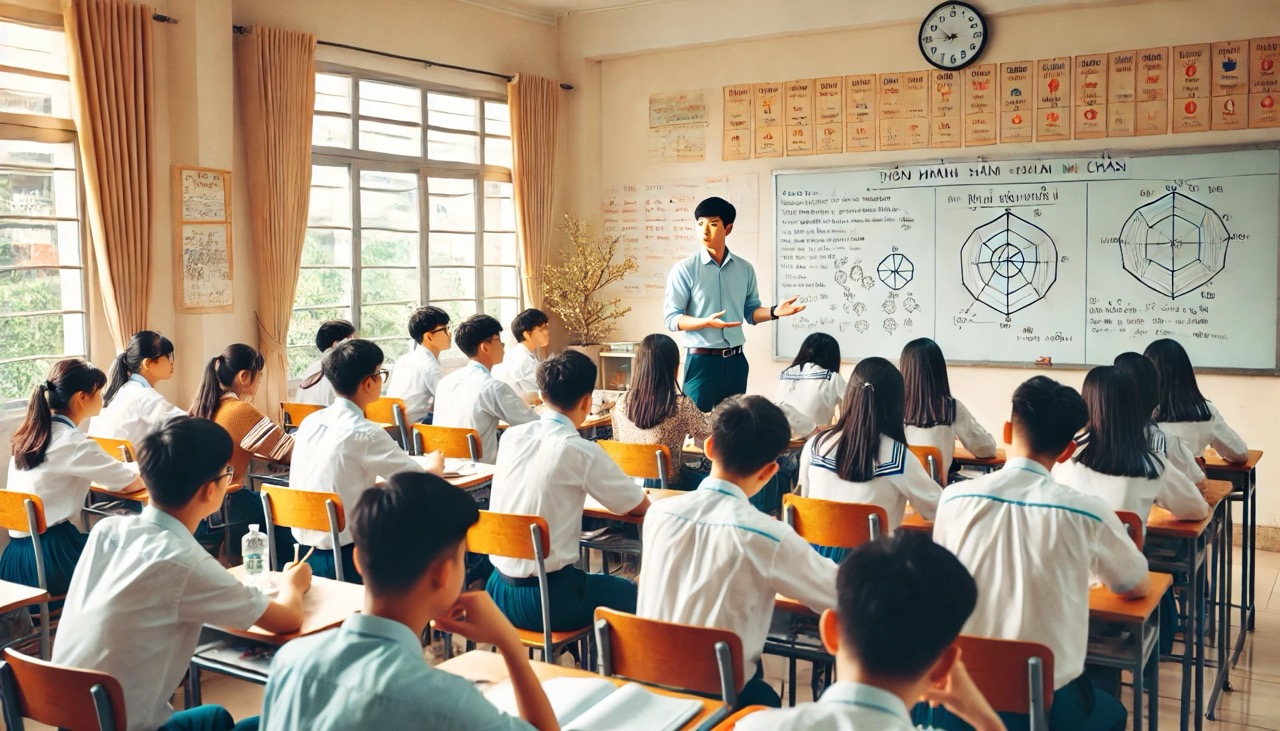 Một lớp học thêm được tổ chức bài bản, nơi giáo viên tận tình hướng dẫn học sinh tiếp thu kiến thức hiệu quả hơn (Ảnh: ChatGPT)