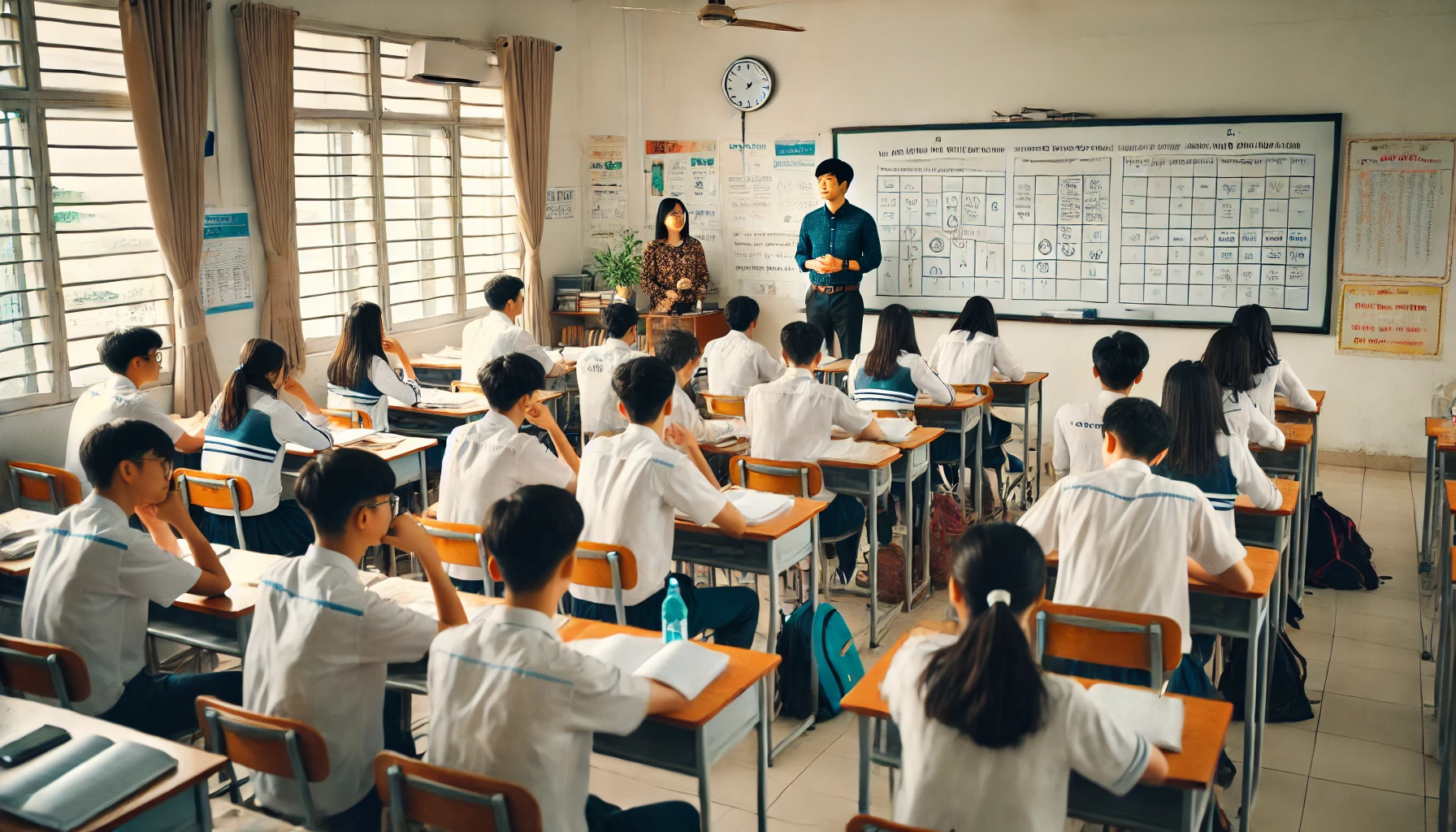 Một lớp học thêm được tổ chức bài bản, nơi giáo viên tận tình hướng dẫn học sinh tiếp thu kiến thức hiệu quả hơn (Ảnh minh họa: ChatGPT)