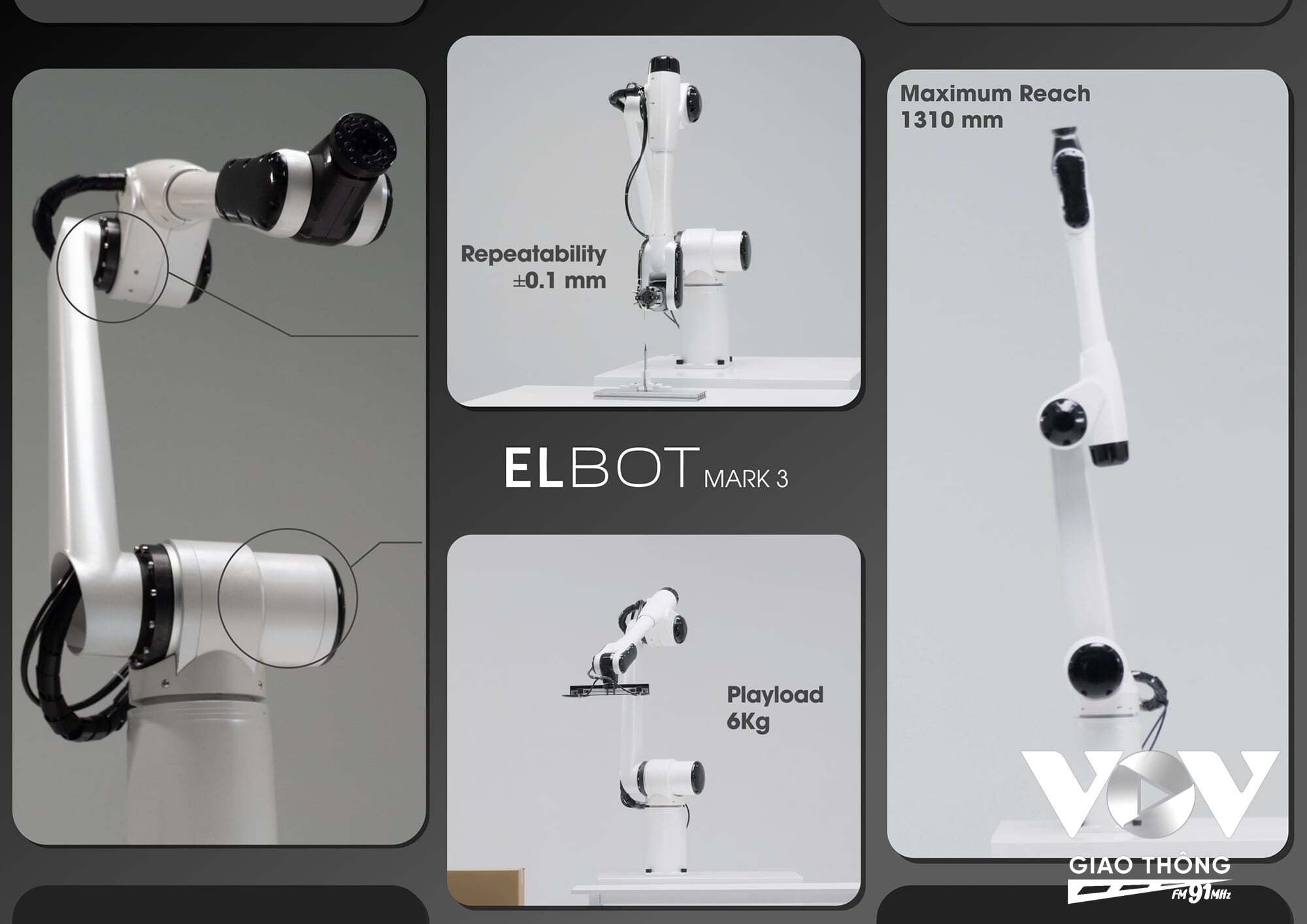 Cận cảnh cánh tay Robot công nghiệp Elbot 6 bậc tự do