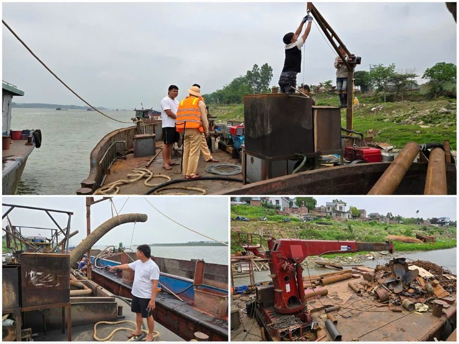 Các chủ phương tiện tự tháo bỏ các thiết bị khai thác cát