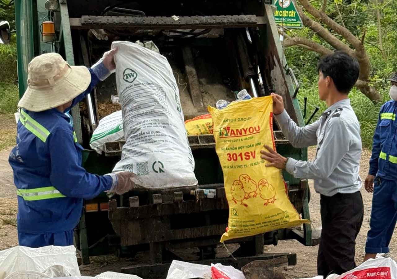 Rác thải được thu gom,và đưa về điểm tập kết theo quy định