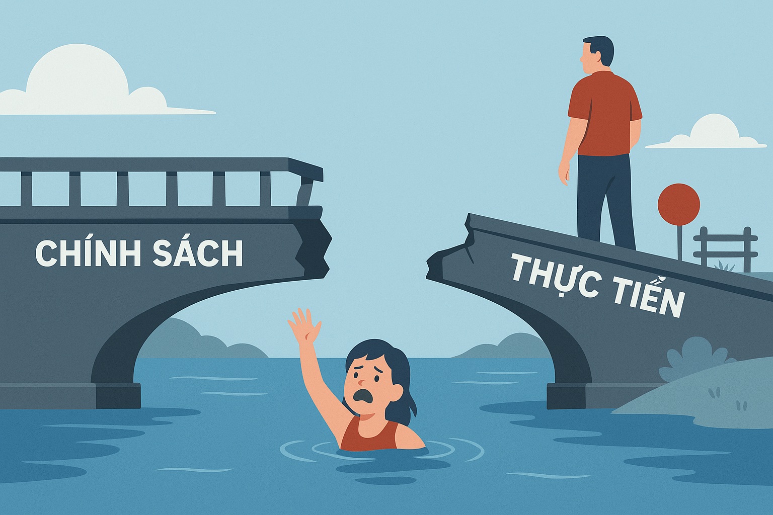 Khoảng cách giữa chính sách và thực tiễn (Ảnh: ChatGPT)