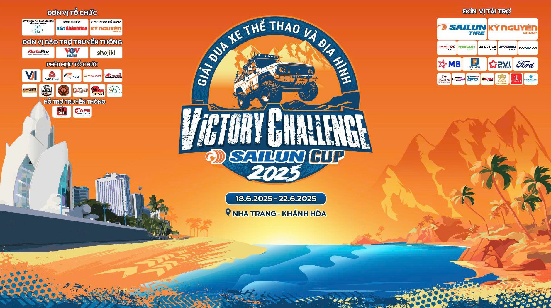 Victory Challenge Sailun Cup 202 được tổ chức từ 18 đến 22/6/2025 tại Nha Trang, Khánh Hòa, đây là một trong những giải đua xe ô tô địa hình có quy mô lớn nhất tại khu vực miền Trung, được tổ chức nhằm chào mừng kỷ niệm 100 năm Ngày Báo chí Cách mạng Việt Nam (21/6/1925 – 21/6/2025)