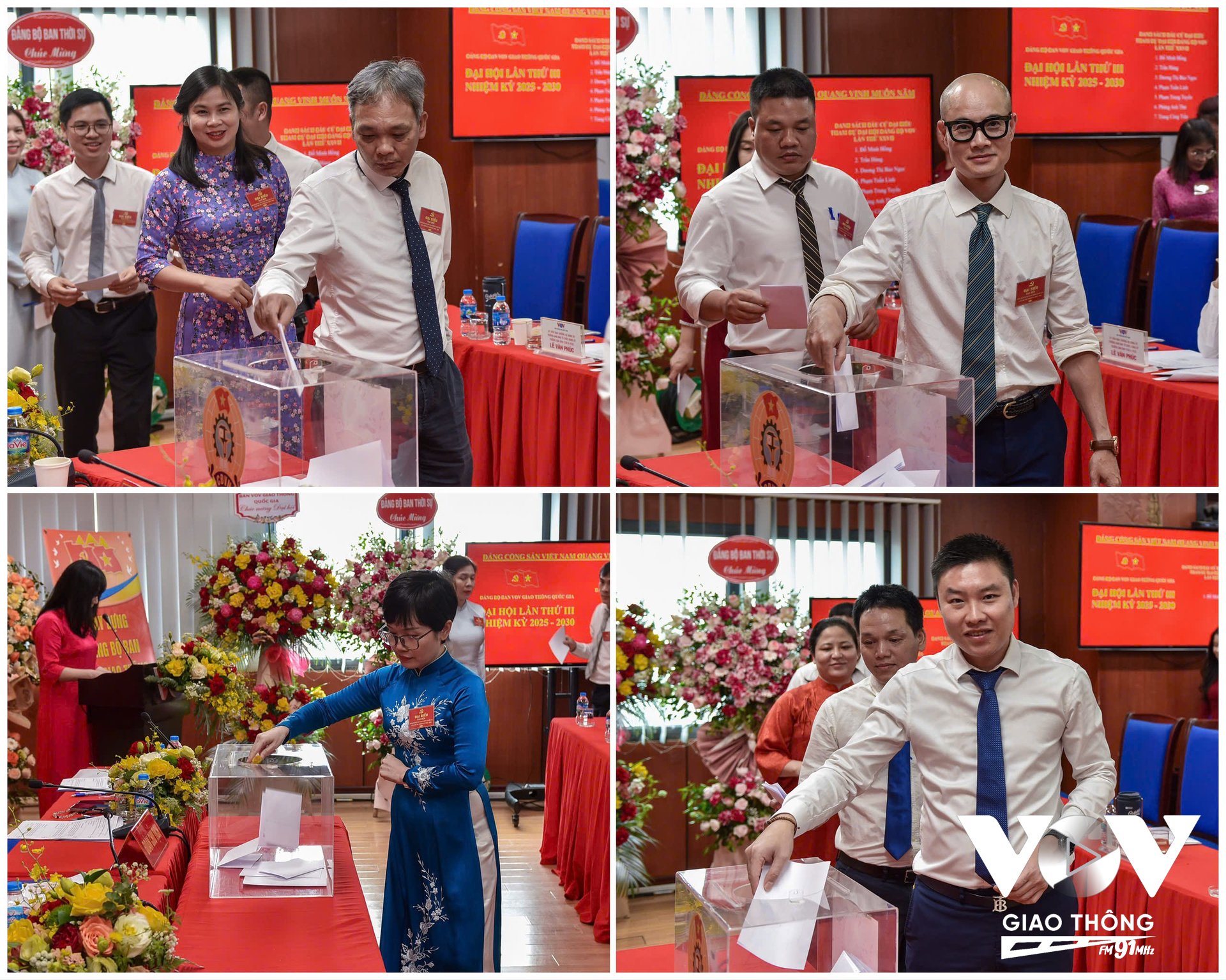 Các đại biểu bỏ phiếu bầu Ban Chấp hành Đảng bộ Ban VOV Giao thông Quốc gia nhiệm kỳ 2025 - 2030