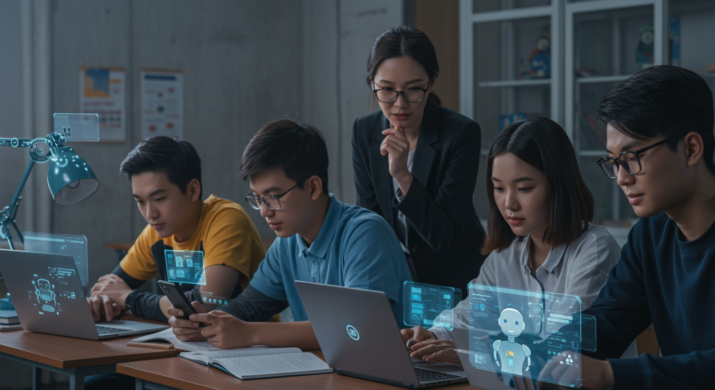 Giáo viên có thể định hướng cho học sinh cách sử dụng AI như thế nào cho hợp lý và hiệu quả, tránh tình trạng học sinh dựa dẫm, ỷ lại và coi AI là công cụ làm thay (Ảnh minh họa: Google Studio)