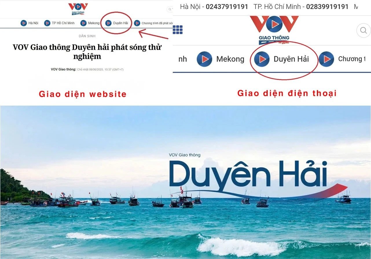 Thính giả có thể nghe VOV Giao thông Duyên hải trực tiếp trên trang chủ vovgiaothong.vn, bằng cách nhấn vào biểu tượng play được khoanh đỏ