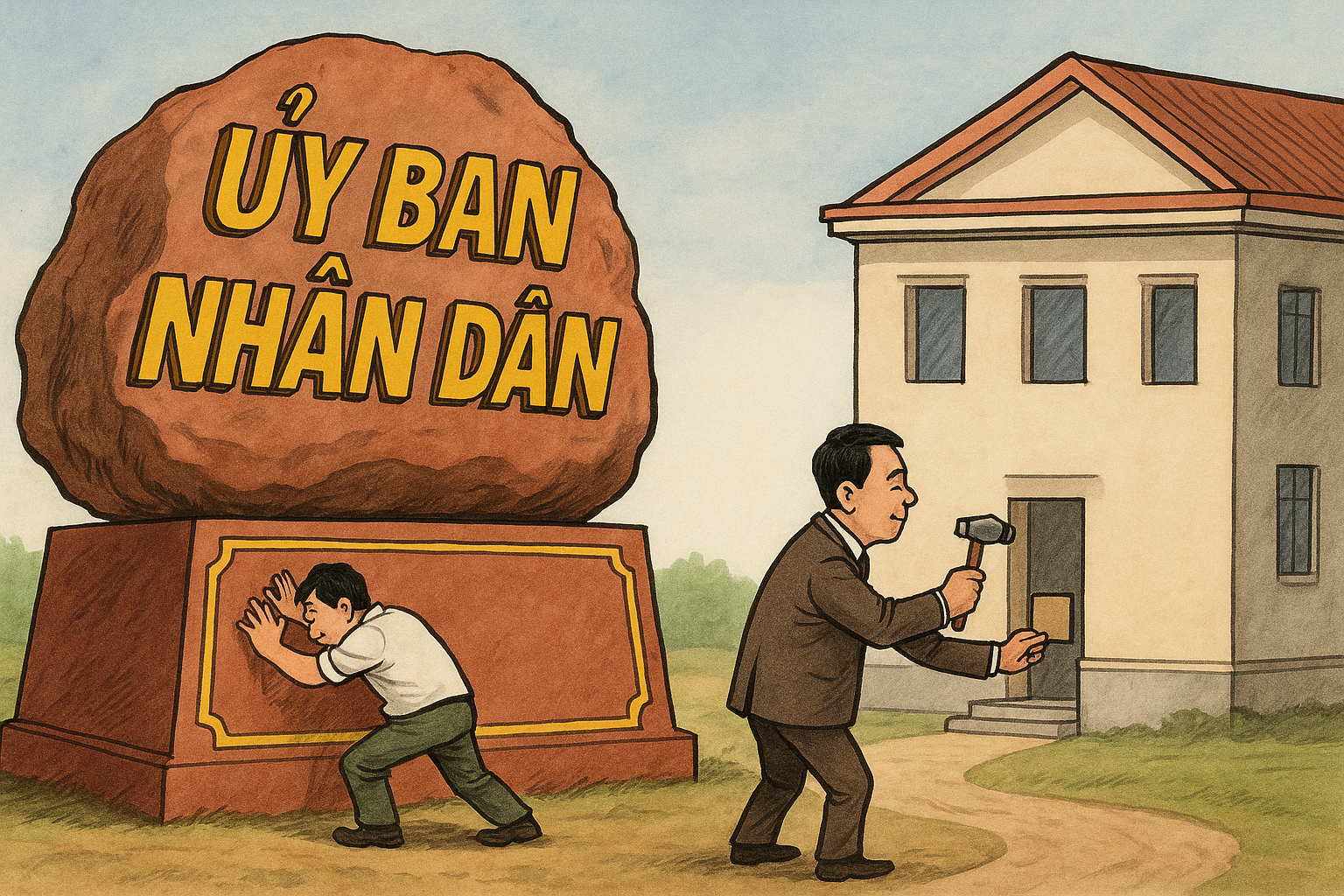 Cơ quan công quyền không cần phải ‘quảng cáo’ bằng biển hiệu khổng lồ (Ảnh minh họa: ChatGPT)