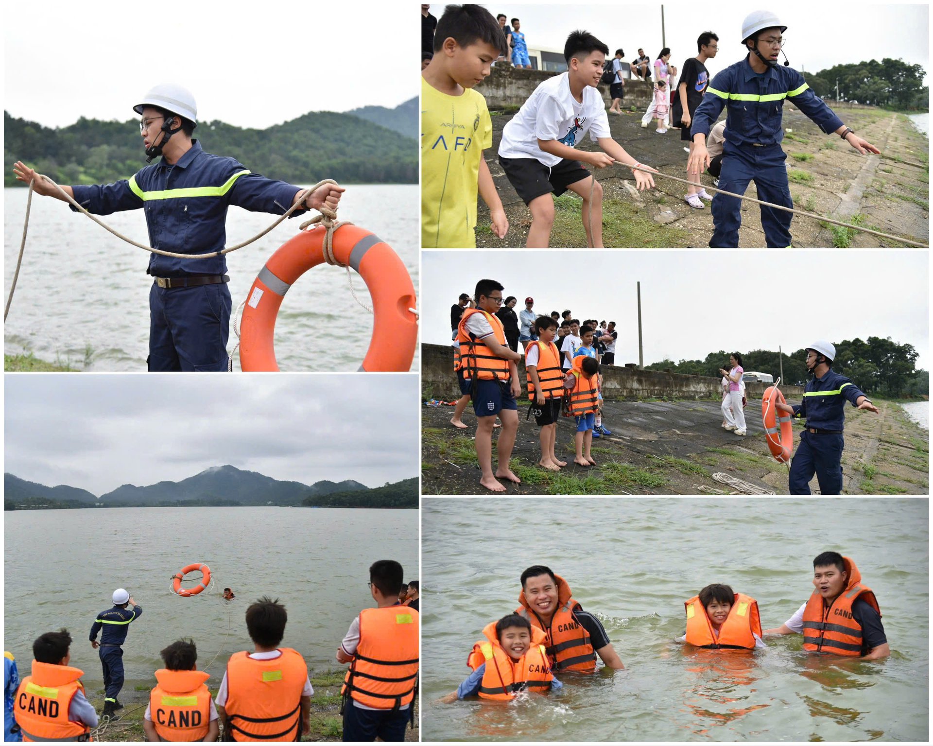 Một số hình ảnh các em học sinh được trải nghiệm và tìm hiểu kỹ năng phòng chống đuối nước