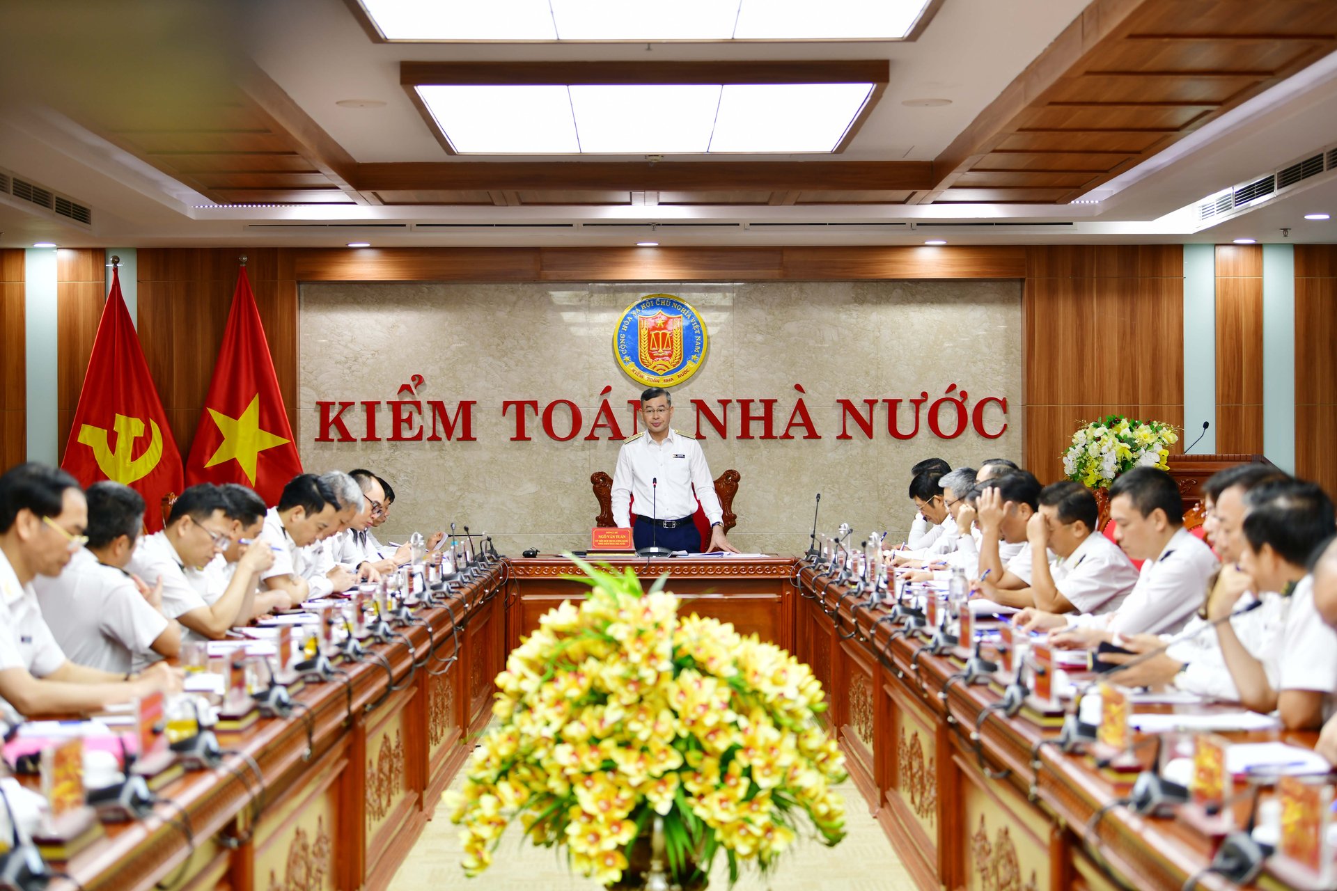 Hội nghị giao ban sơ kết công tác 6 tháng đầu năm và triển khai nhiệm vụ 6 tháng cuối năm 2025 của Kiểm toán Nhà nước. Ảnh: Kiểm toán Nhà nước