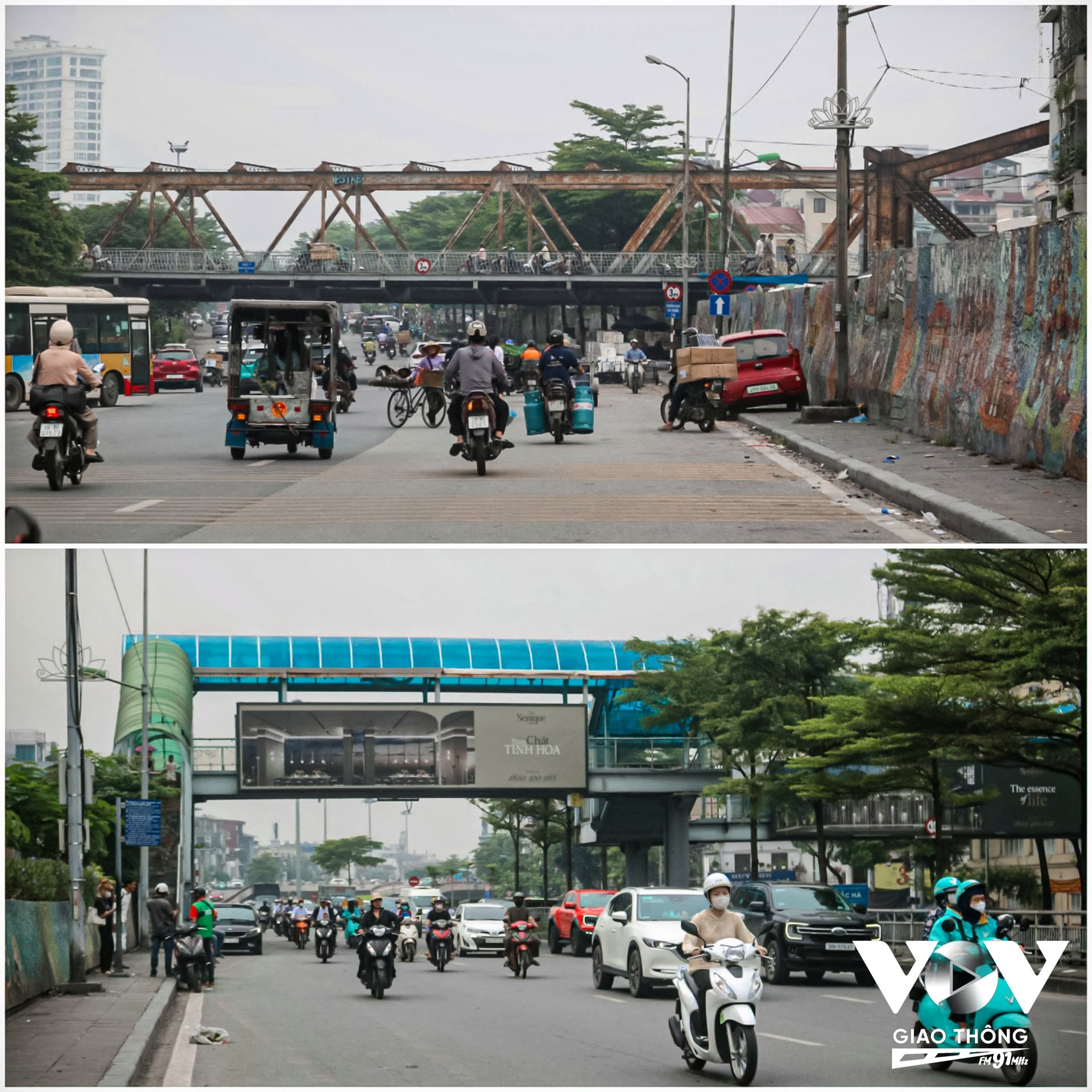 Trên tuyến phố Nguyễn Khoái (ngã ba Trần Khát Chân) kéo dài, hai bên đường tập trung nhiều bãi rác không tên, nhiều bao tải, gạch vỡ nằm ngổn ngang ngay trên vỉa hè