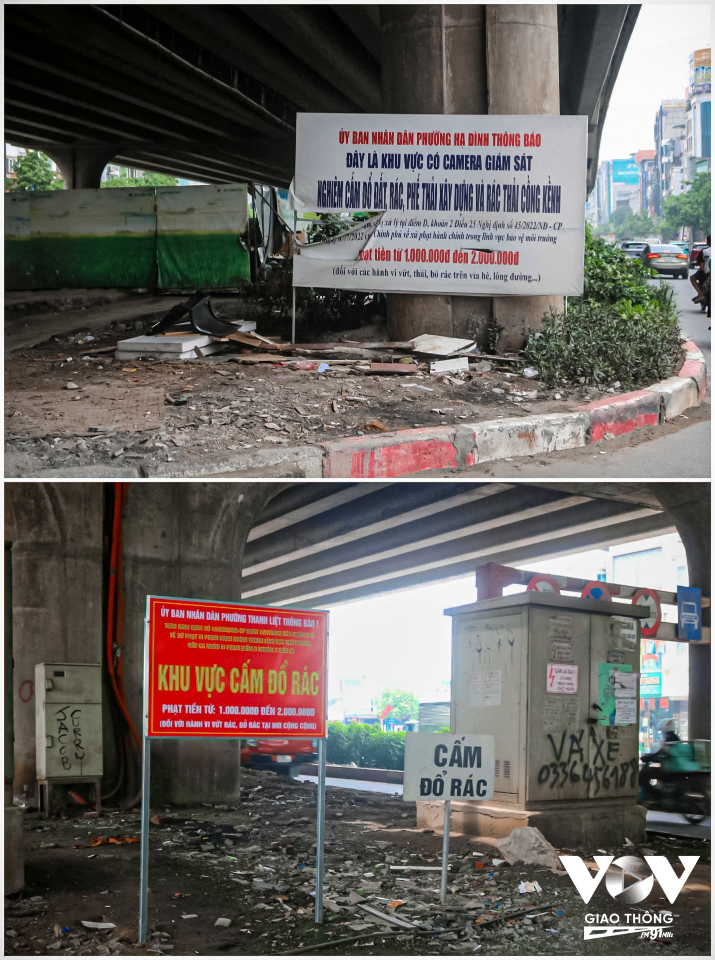 Bất chấp các biển báo ‘Cấm đổ rác” vẫn đó nhưng rác thải vẫn ngổn ngang, thậm chí, các biển báo này cũng có nguy cơ trở thành “rác”