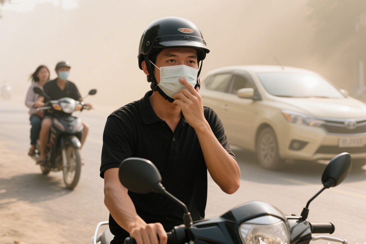 Khói bụi từ phương tiện giao thông là một trong những nguyên nhân chính gây ô nhiễm đô thị - Ảnh Dreamina