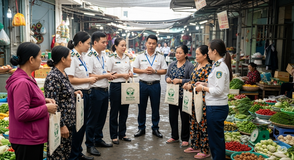 Chính sách cần được truyền thông từ sớm, bài bản để hướng dẫn, vận động người dân, tiểu thương và giám sát thực hiện (Ảnh minh họa: Gemini AI)
