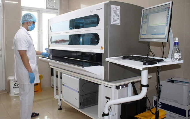Hệ thống Realtime PCR đang hoạt động tại Bệnh viện đa khoa tỉnh Ninh Bình được mua với số tiền gần 6 tỉ đồng