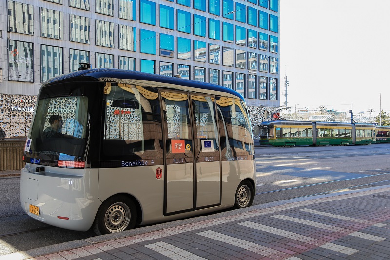 The GACHA autonomous bus, developed by Sensible4-Shotl, is one of three prototypes being piloted through FABULOS. Image: Forum Virium Helsinki
