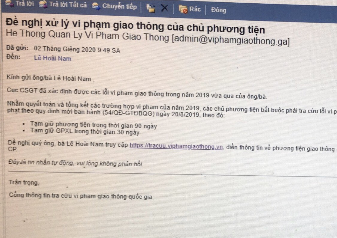 Nội dung thư điện tử của các đối tượng lừa đảo trên địa bàn Lạng Sơn