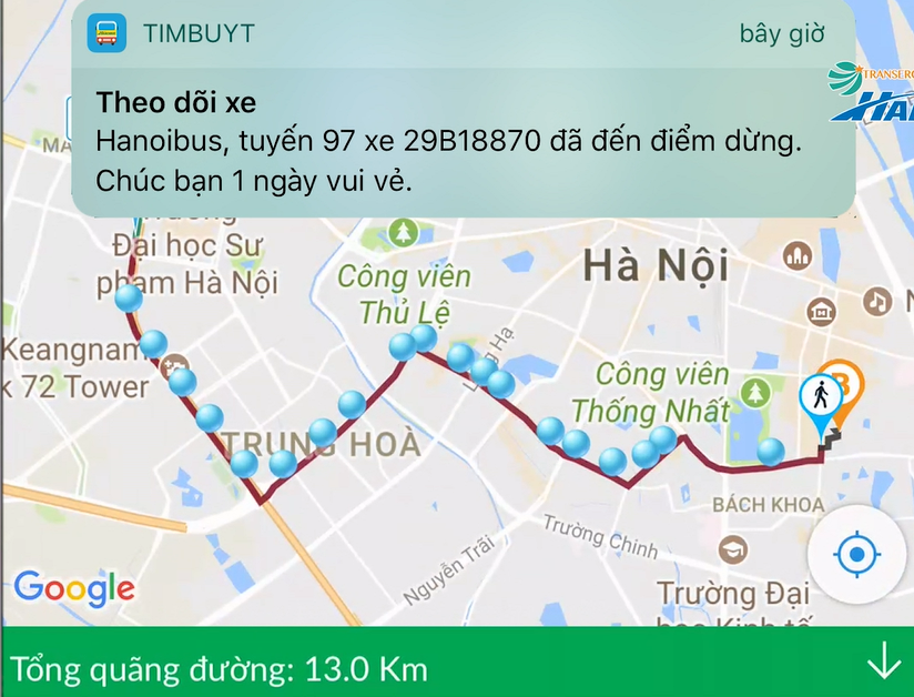 Người dùng ứng dụng timbuyt.vn trên điện thoại có thể tìm kiếm đường đi của xe buýt cũng như tra cứu thông tin các tuyến buýt về lộ trình, điểm dừng đỗ, thời gian xe tới...