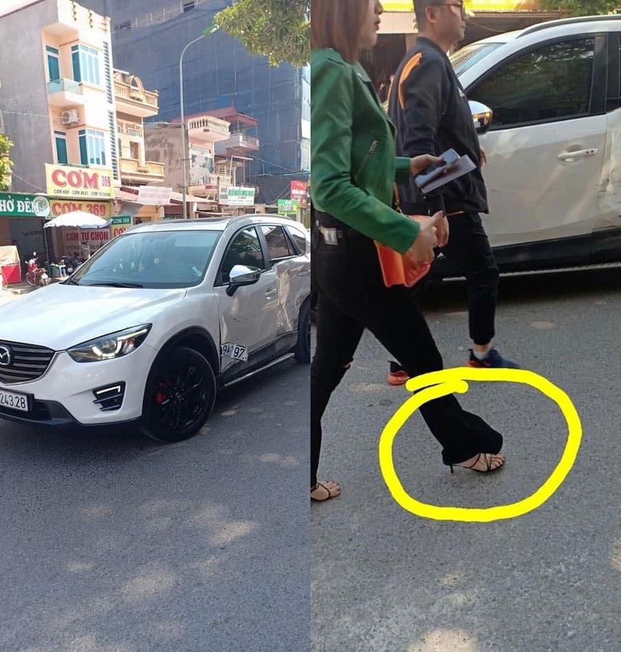 Người phụ nữ điều khiển chiếc Mazda CX5 đi giày cao gót, quay đầu xe không quan sát