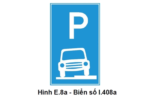 Biển báo mang kí hiệu I.408a cho phép đỗ một phần xe trên vỉa hè