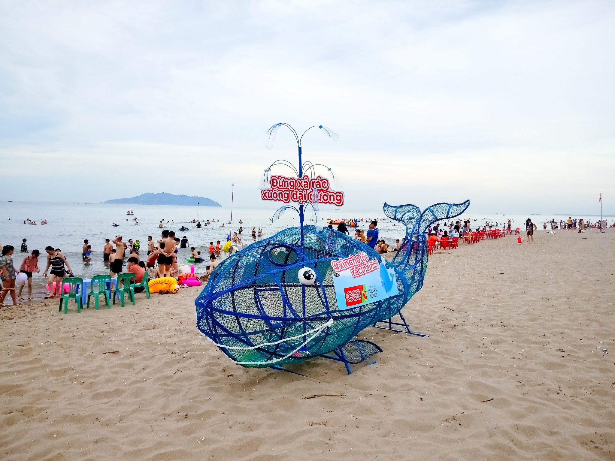 Mô mình "Cá voi ăn rác thải nhựa" trên bãi biển TP Quy Nhơn
