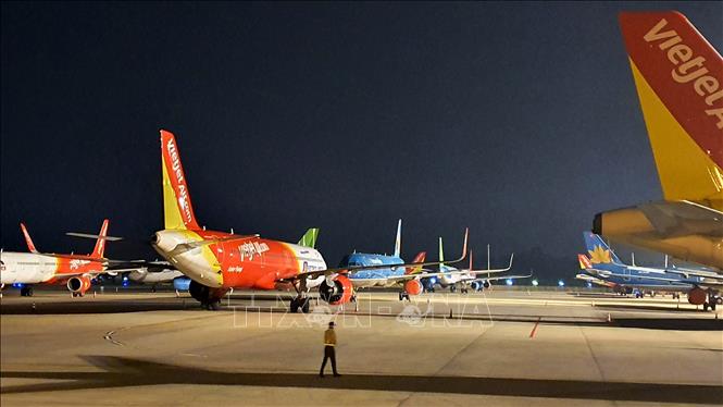 Máy bay của các hãng hàng không Việt tại sân bay Nội Bài. Ảnh minh họa: TTXVN