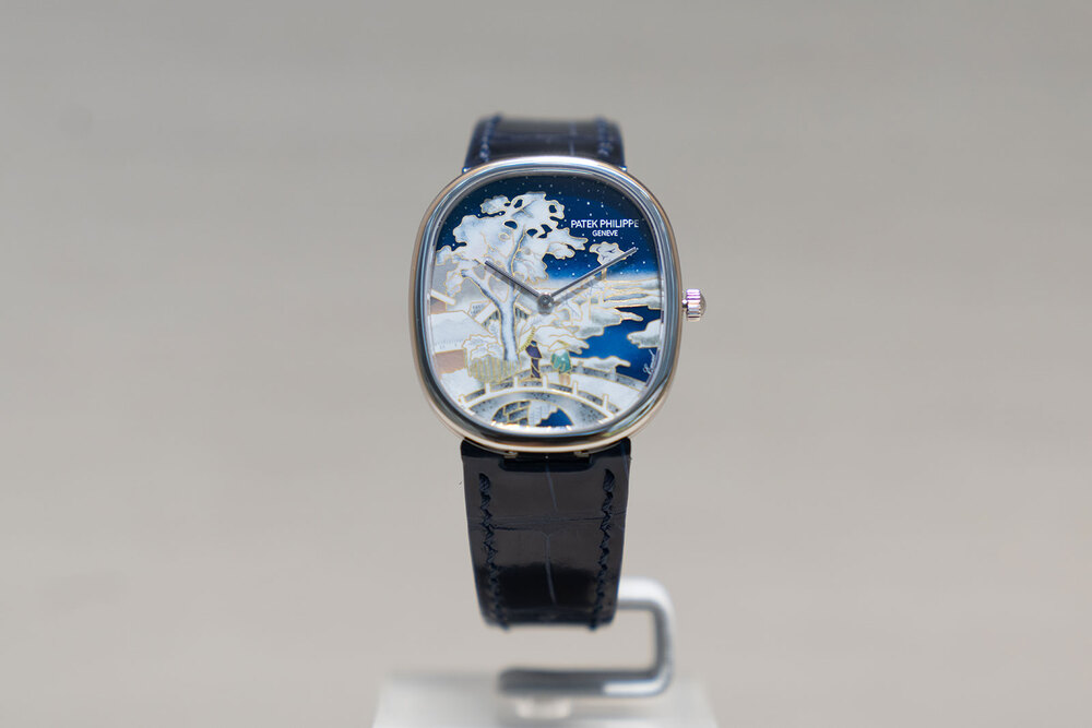 patek-philippe-watch-art-tokyo-2023-rare-handcrafts-ellipse-5738-snow-landscape